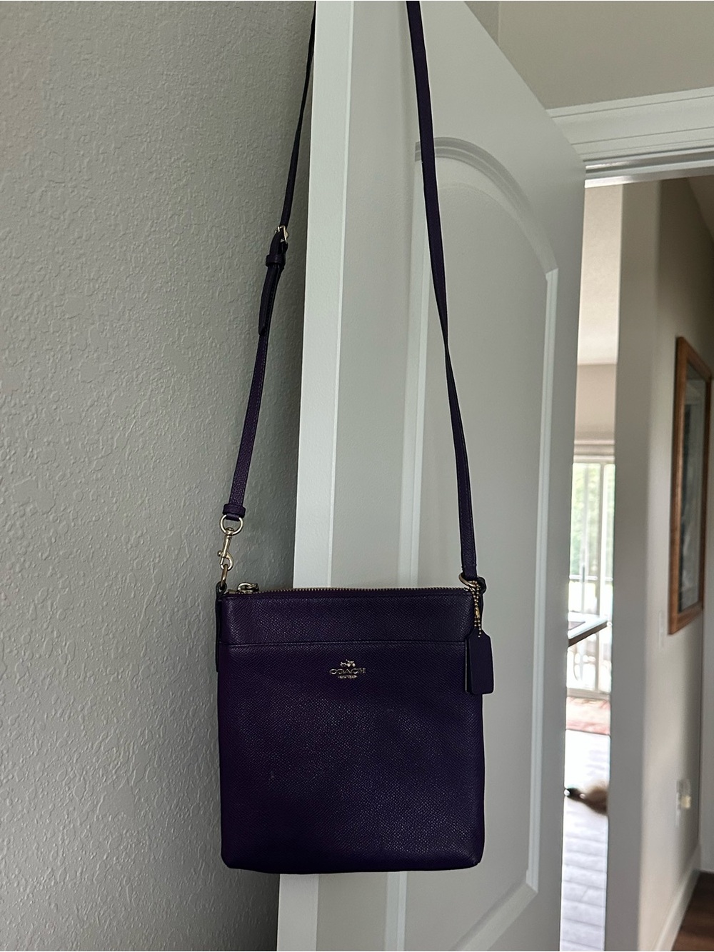 Coach Purple Leather Crossbody with Gold Hardware